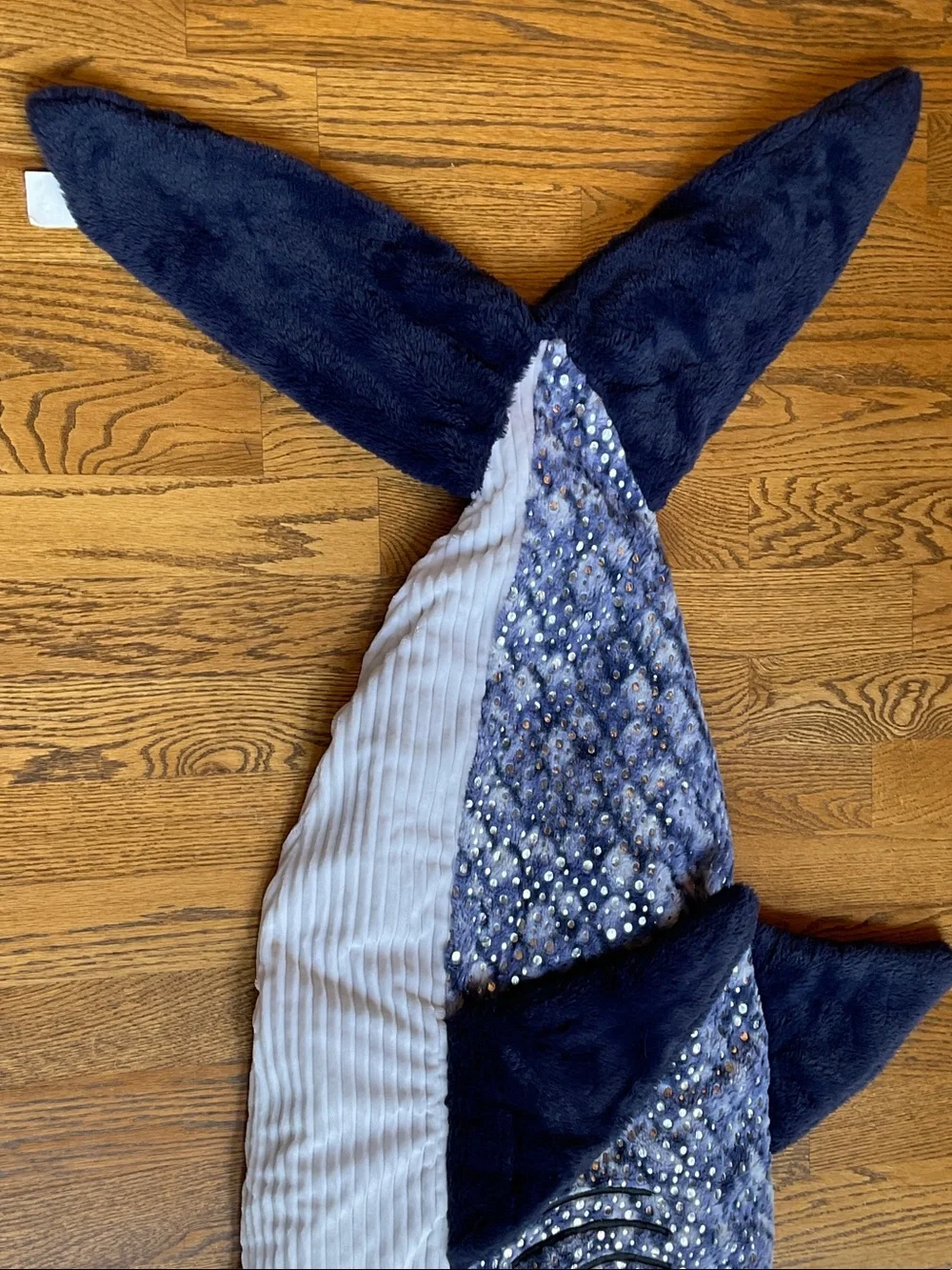 Tommy Bahama Navy Blue Plush Shark Footie with Red Lining